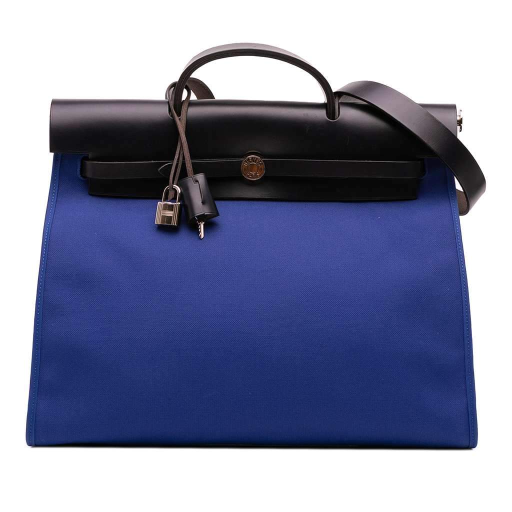 Hermès Toile Herbag Zip 39 Blue Canvas Good condition - Front View