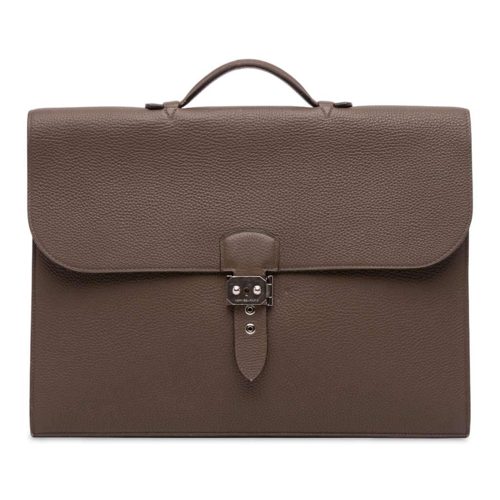 Hermès Togo Sac a Depeches 41 Brown Leather Good condition - Front View