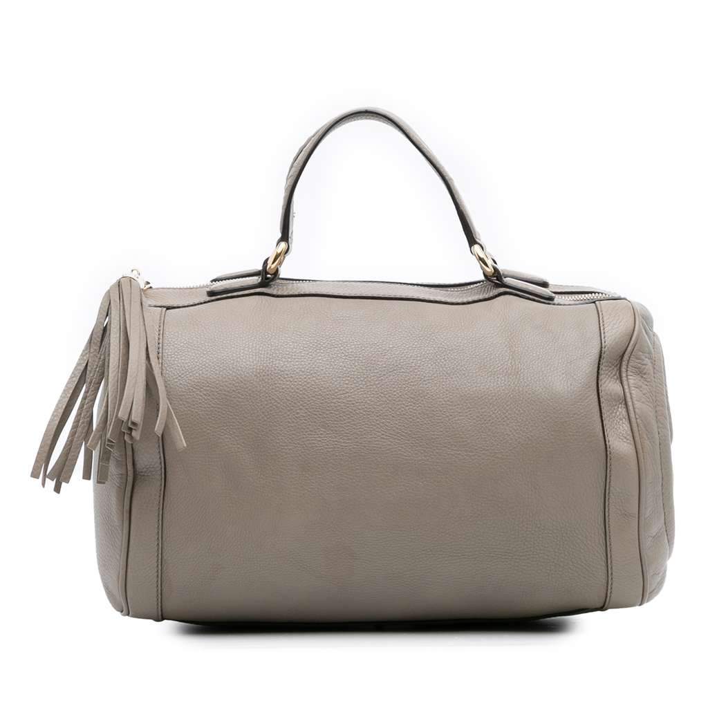 Gucci Medium Pebbled Calfskin Soho Boston Bag Grey Leather Very good - Front View