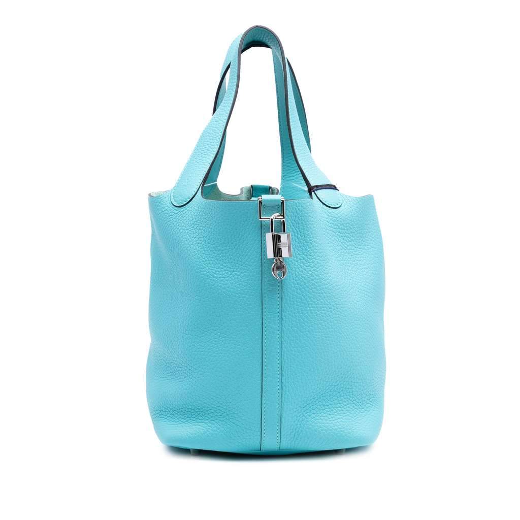 Hermès Clemence Picotin Lock 22 Blue Leather Good condition - Front View