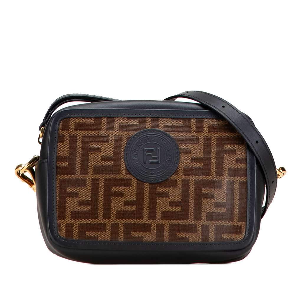 Fendi Zucca Coated Canvas Camera Crossbody Brown Canvas Good - Front View