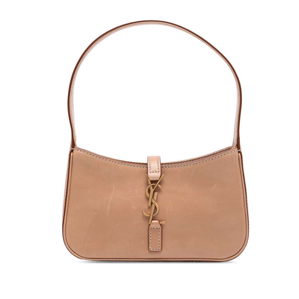 Saint Laurent Mini Smooth Calfskin Le 5 a 7 Hobo Brown Leather Very good - Front View