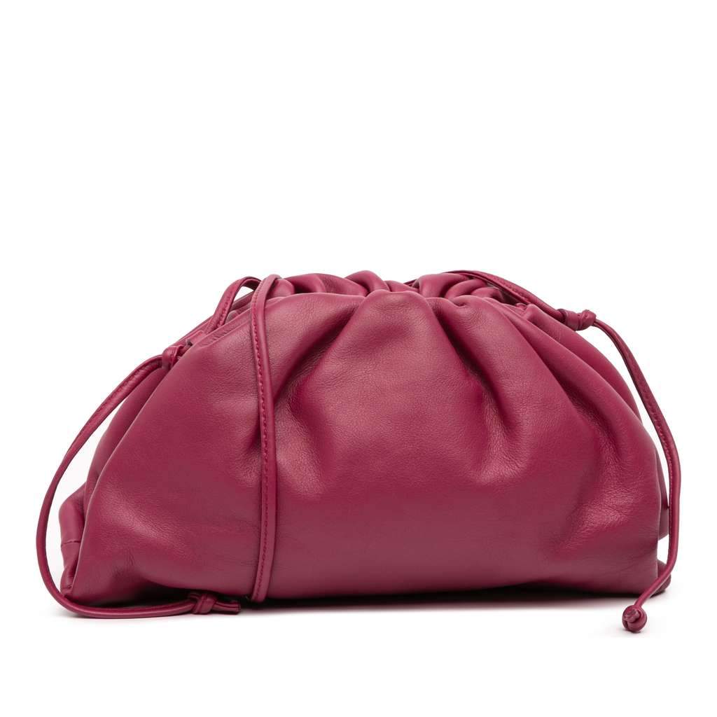 Bottega Veneta Lambskin The Mini Pouch Crossbody Purple Leather Good condition - Front View