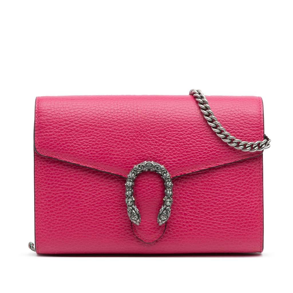 Gucci Mini Leather Dionysus Wallet on Chain Pink Leather Very good - Front View