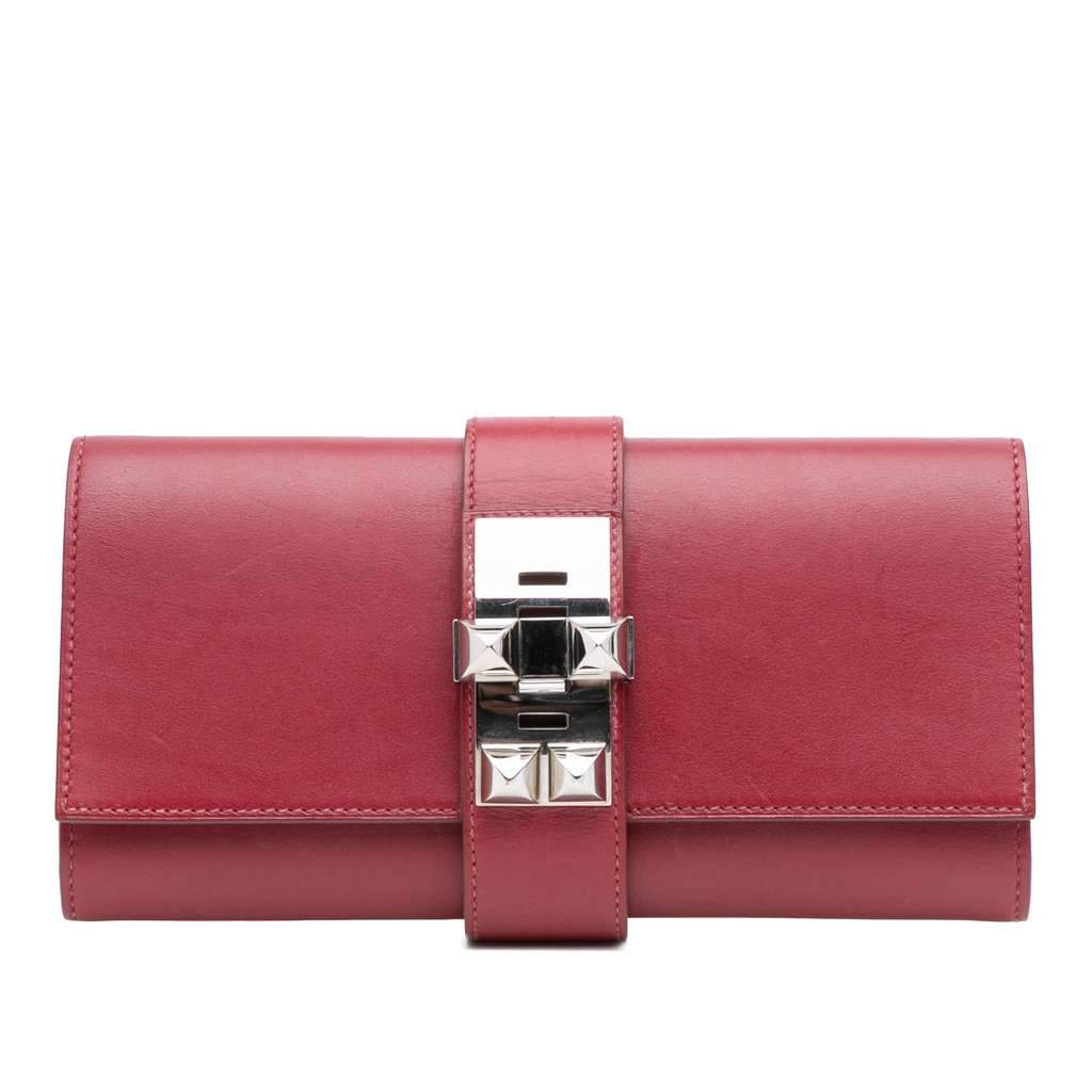 Hermès Tadelakt Medor 23 Red Leather Fair condition - Front View