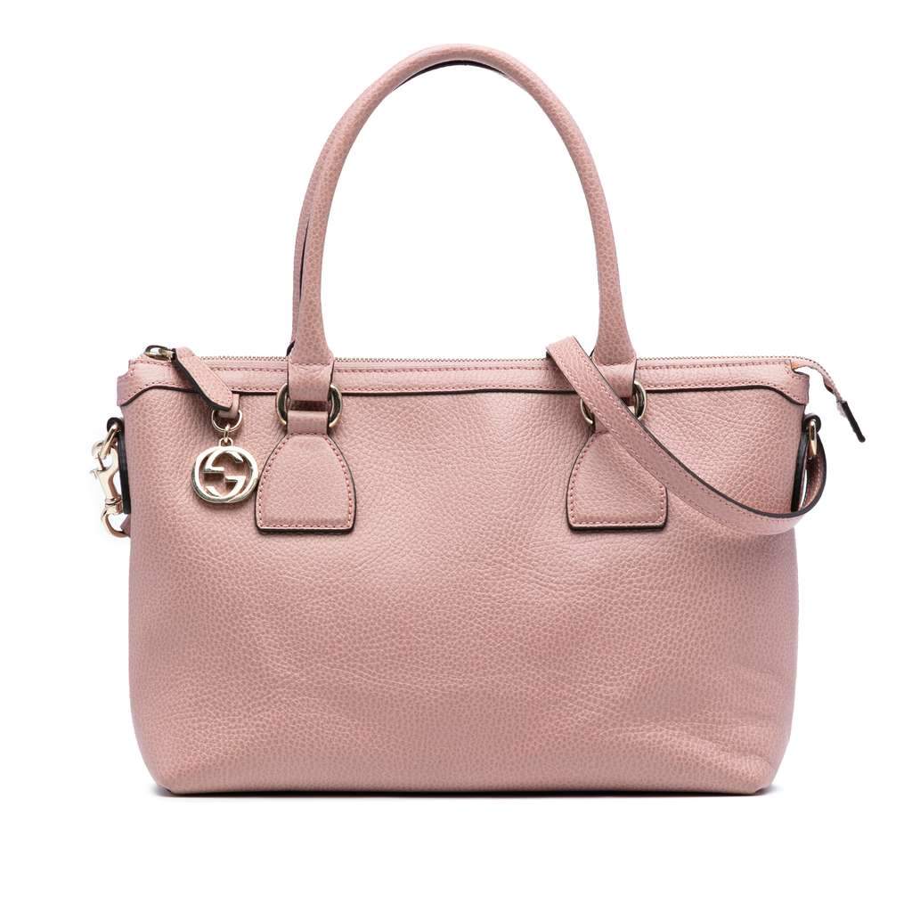 Gucci Dollar Calfskin GG Charm Satchel Pink Leather Very good - Front View