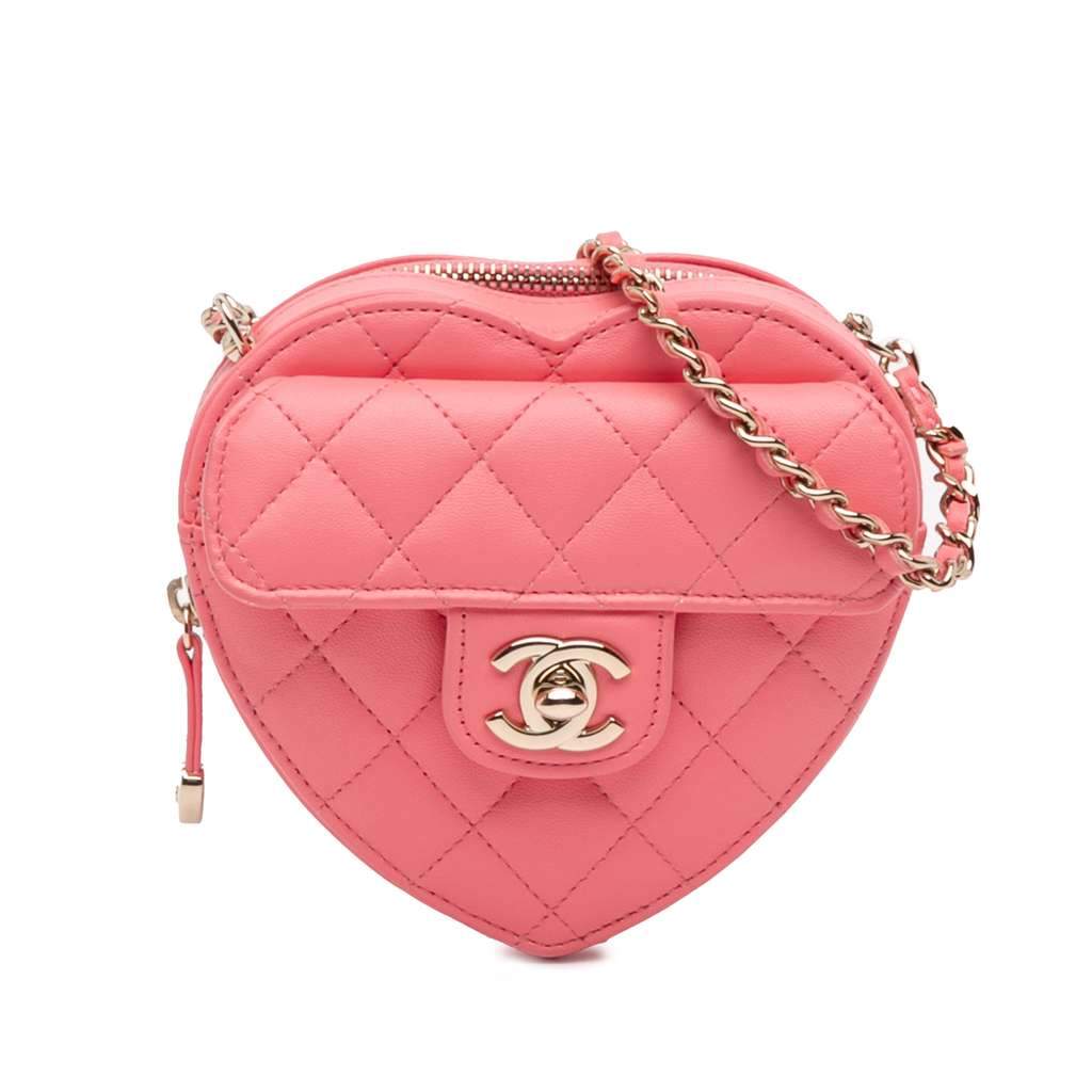 Chanel Mini Lambskin CC in Love Heart Crossbody Pink Leather Very good condition - Front View