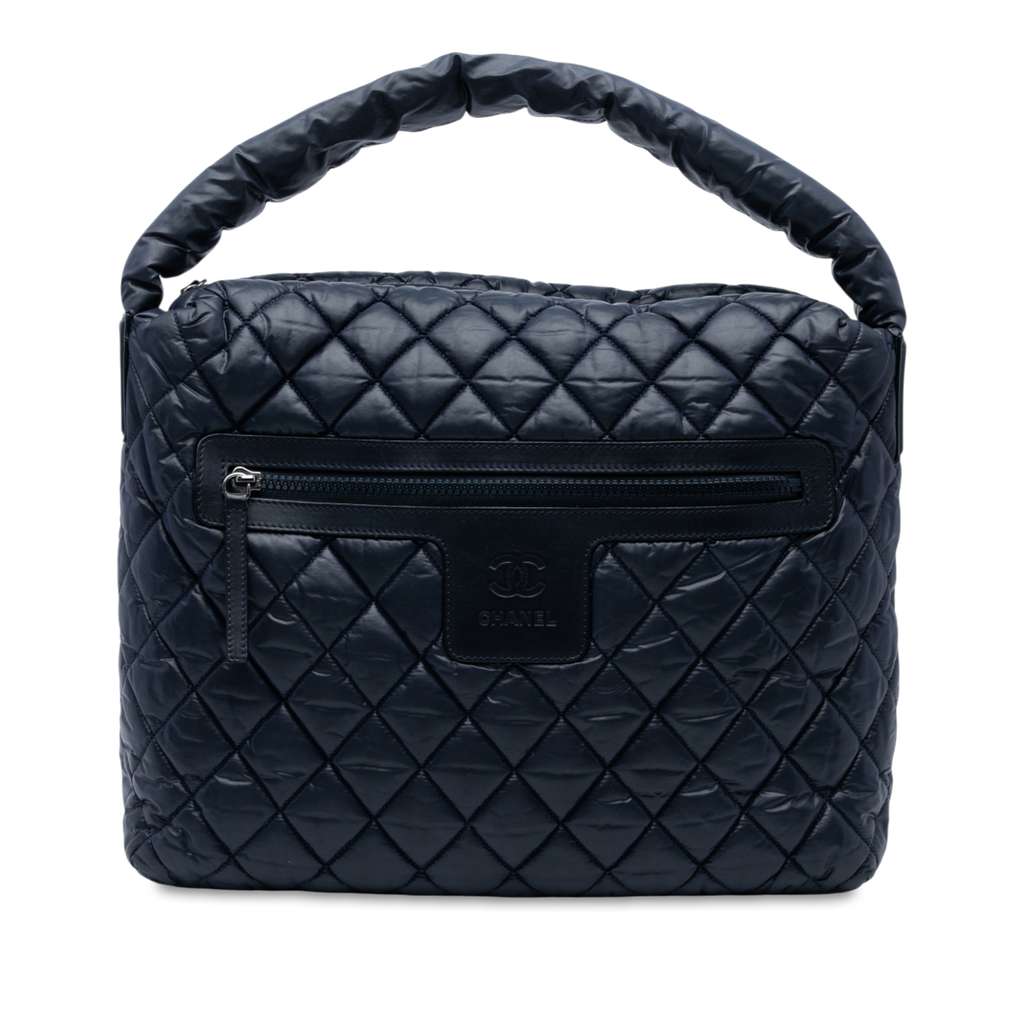 Chanel Quilted Nylon Coco Cocoon Hobo Blue Very good - Front View
