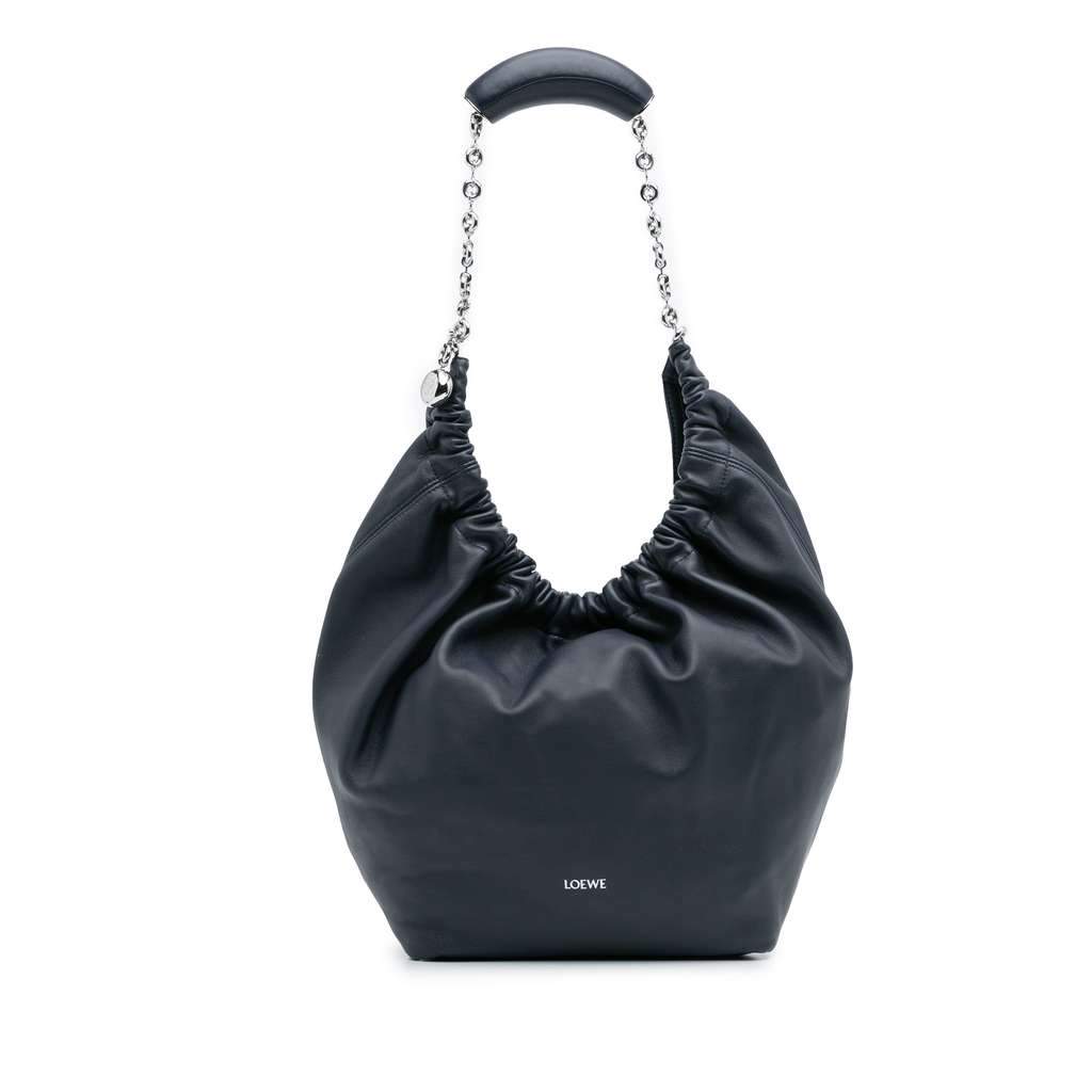 Loewe Small Mellow Nappa Lambskin Squeeze Bag Blue Leather Very good condition - Front View