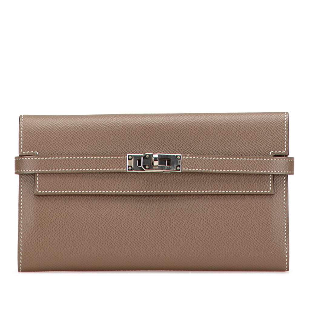 Hermès Epsom Kelly Longue Wallet Brown Leather Good condition - Front View