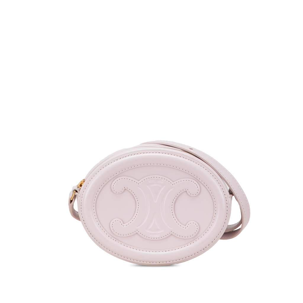 Celine Small Calfskin Cuir Triomphe Oval Crossbody Pink Leather Good - Front View