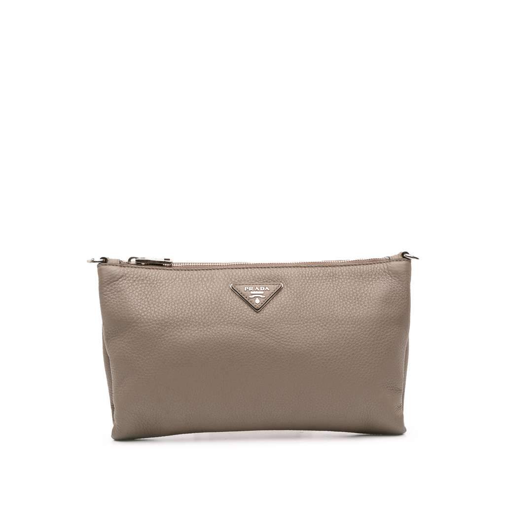 Prada Vitello Daino Crossbody Brown Leather Good - Front View