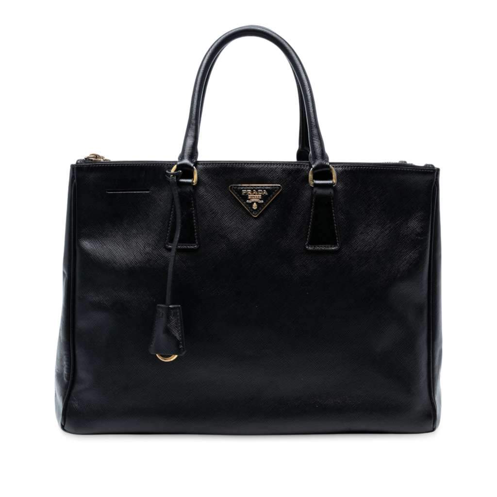 Prada Large Saffiano Lux Galleria Double Zip Tote Black Leather Good condition - Front View