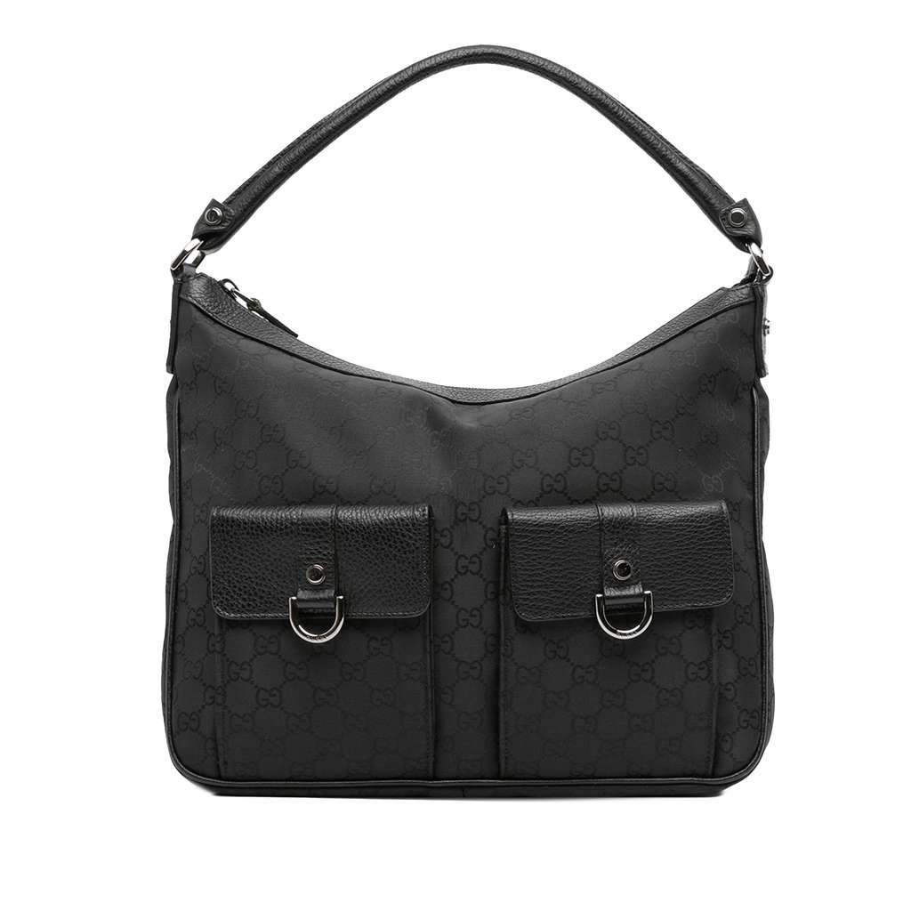 Gucci GG Nylon Abbey D Ring Handbag Black Good - Front View