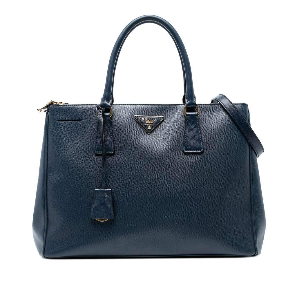 Prada Medium Saffiano Lux Galleria Double Zip Satchel Blue Leather Very good - Front View