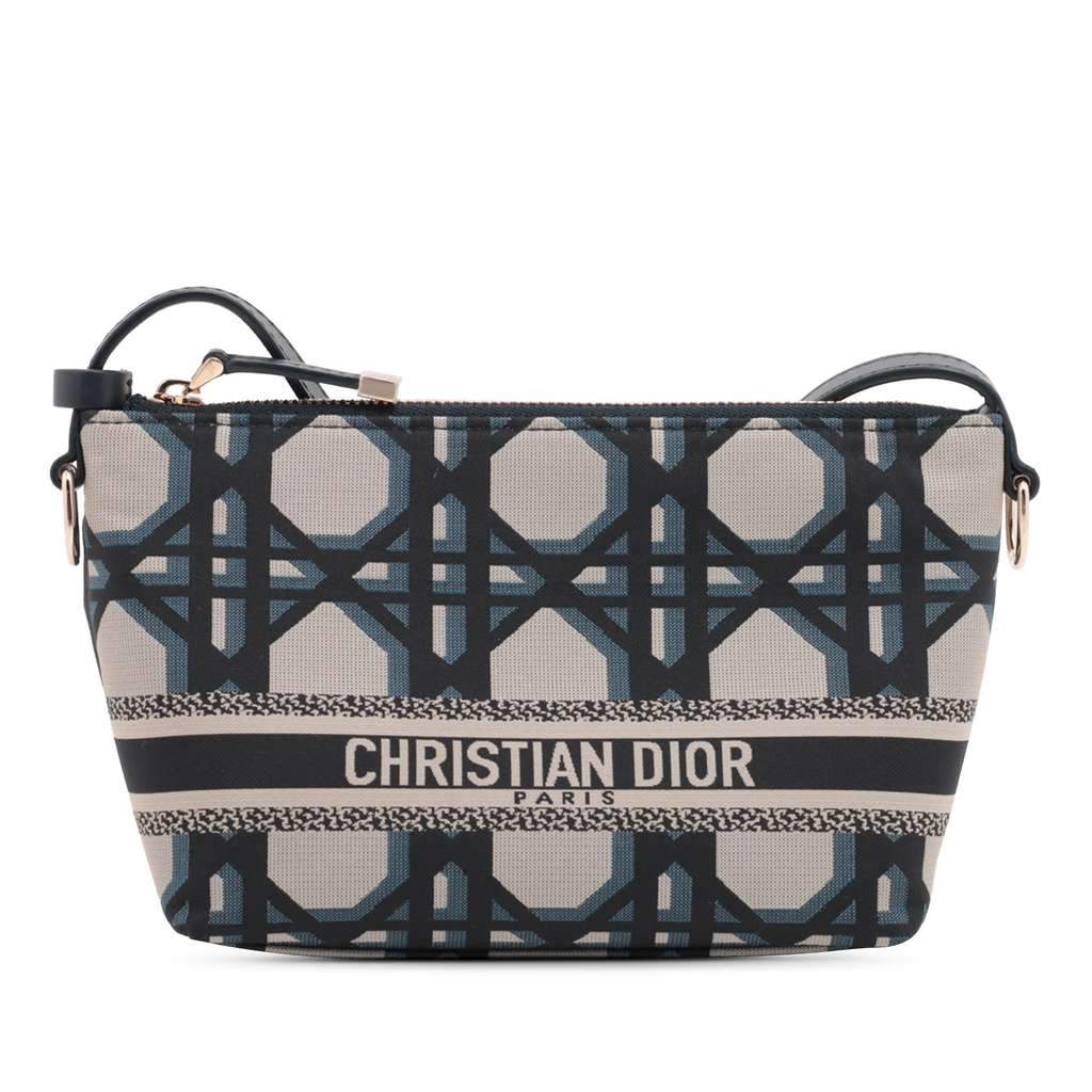 Dior DiorTravel Technical Fabric Macrocannage Nomad Pouch Blue Very good - Front View