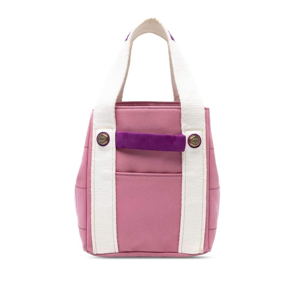 Chanel Canvas Square Stitch Tote Pink Canvas Very good - Front View