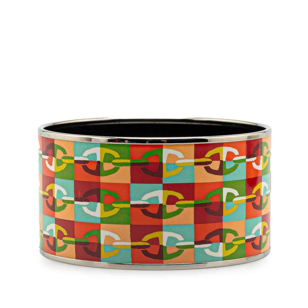 Hermès Extra Wide Chain D Ancre Enamel Bangle 65 Orange Good condition - Front View