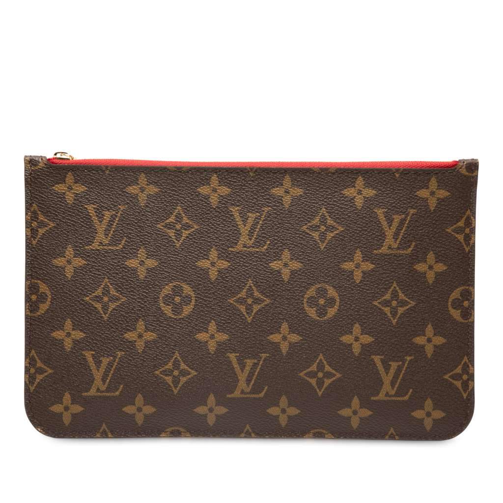 Louis Vuitton Monogram Neverfull Pouch Brown Very good - Front View