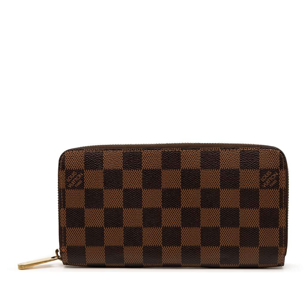 Louis Vuitton Damier Ebene Zippy Wallet Brown Good - Front View