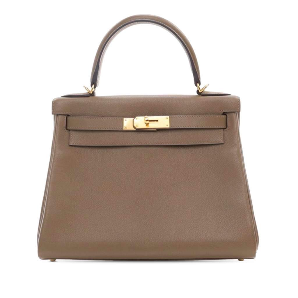 Hermès Evercolor Kelly II Retourne 28 Brown Leather Good condition - Front View