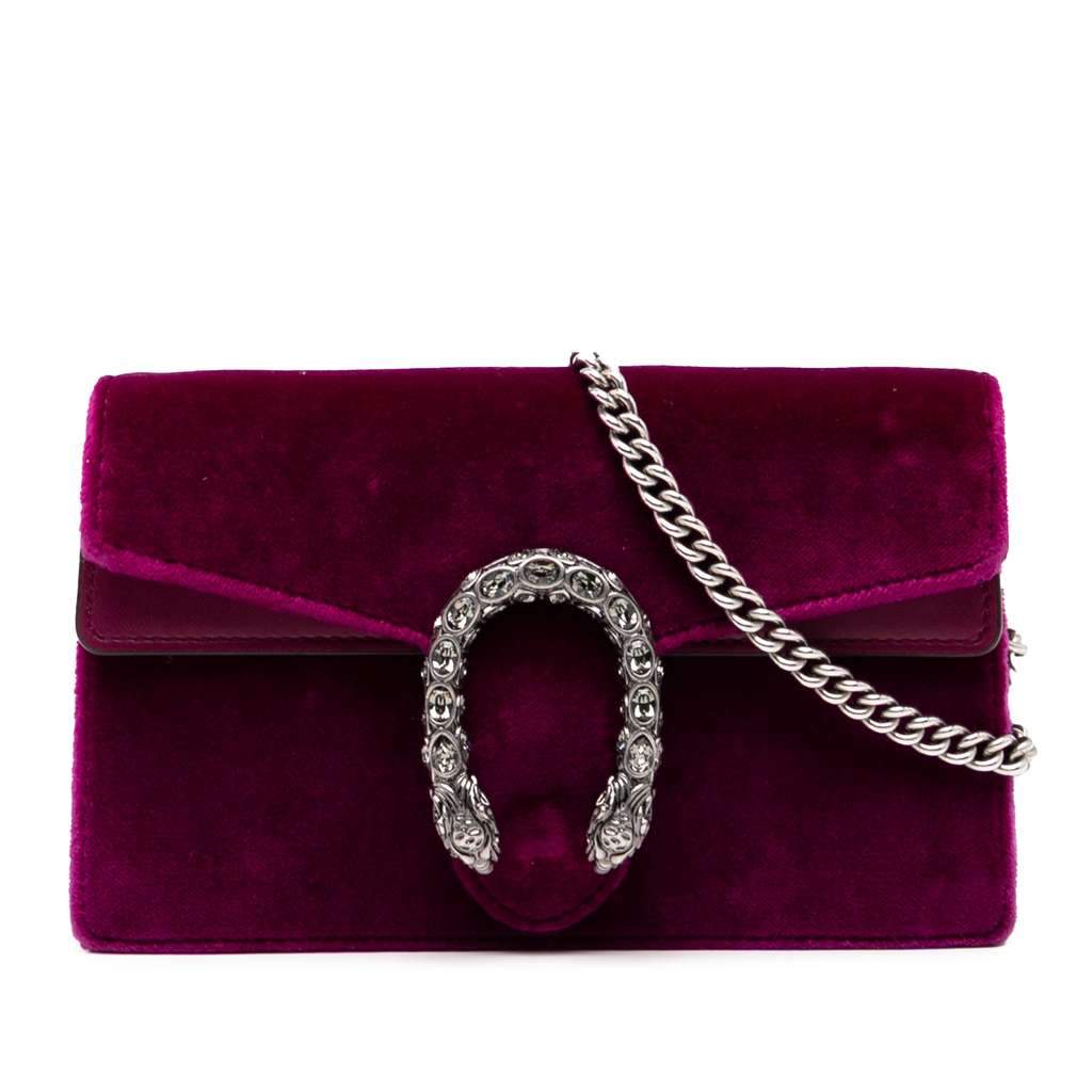 Gucci Mini Velvet Dionysus Crossbody Purple Velvet Good - Front View