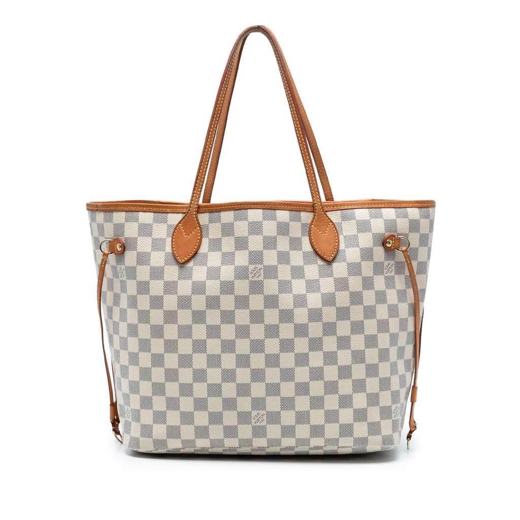 Louis Vuitton Damier Azur Neverfull MM White Good - Front View