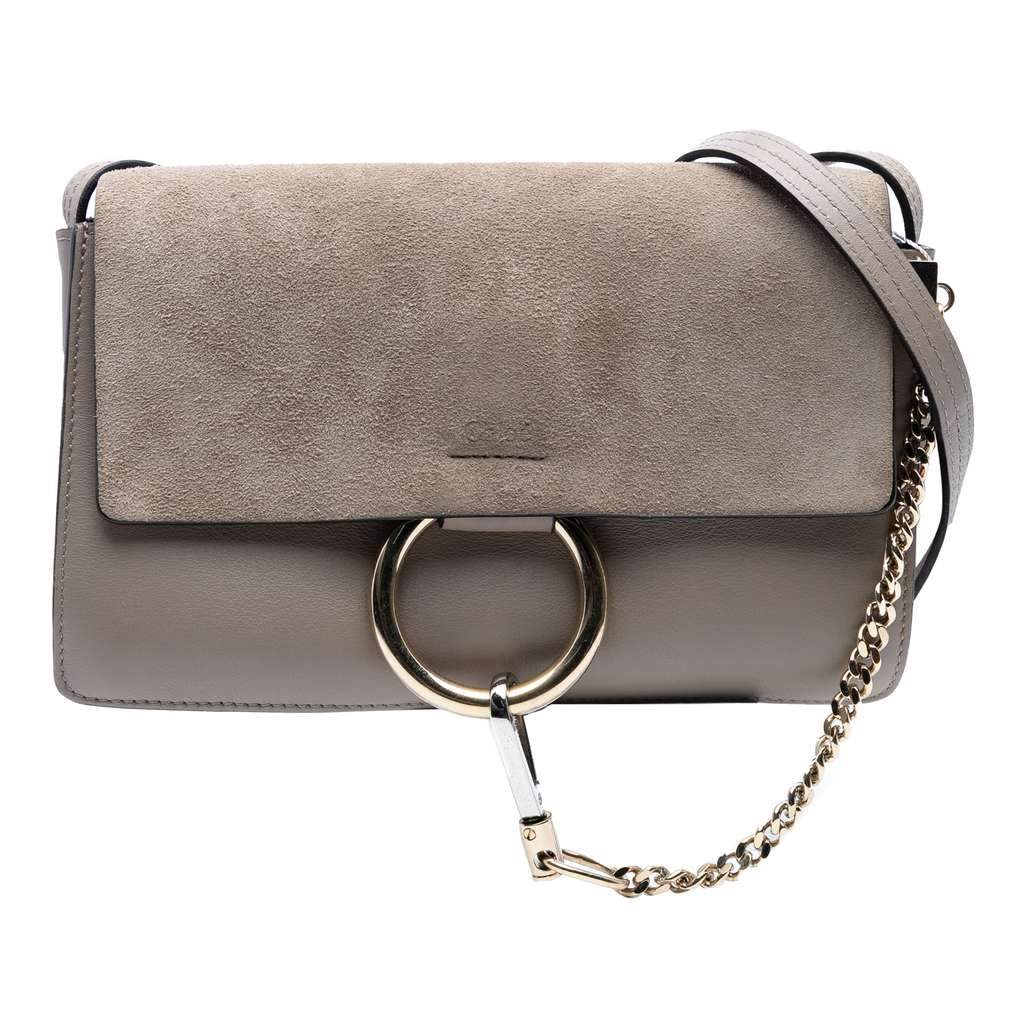 Chloé Small Suede and Calfskin Faye Crossbody Brown Leather Good condition - Front View
