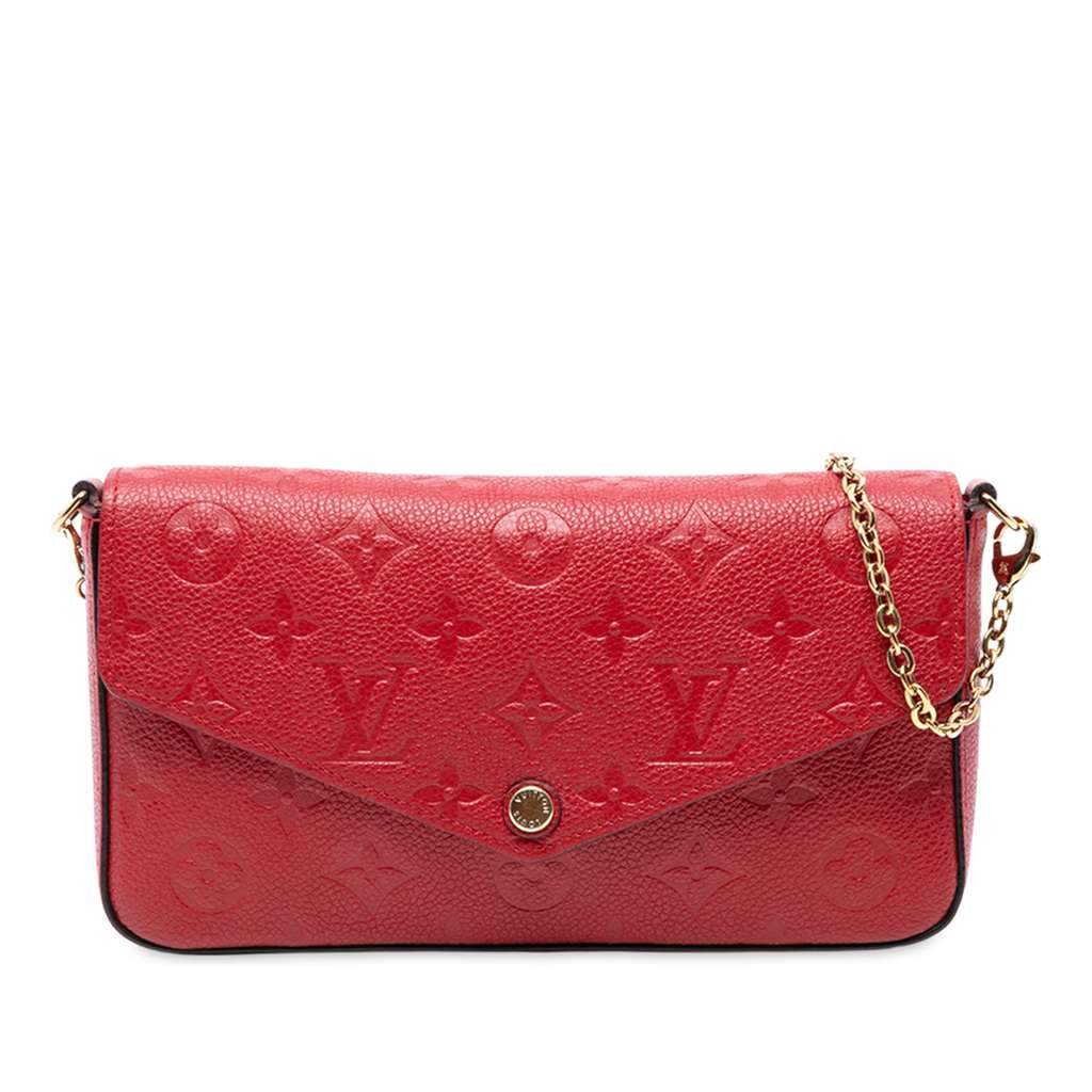 Louis Vuitton Monogram Empreinte Pochette Felicie Red Leather Good - Front View
