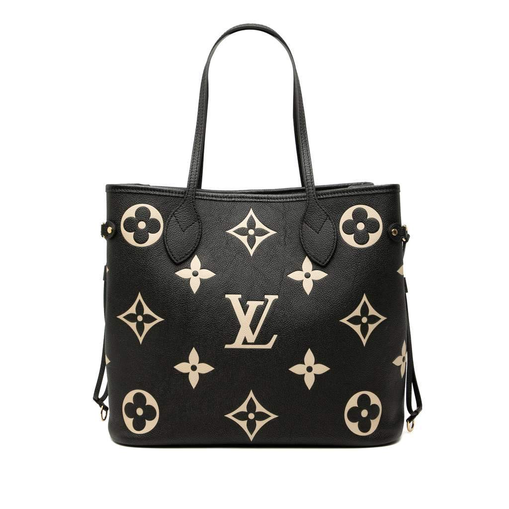Louis Vuitton Bicolor Monogram Giant Empreinte Neverfull MM Black Leather Very good - Front View