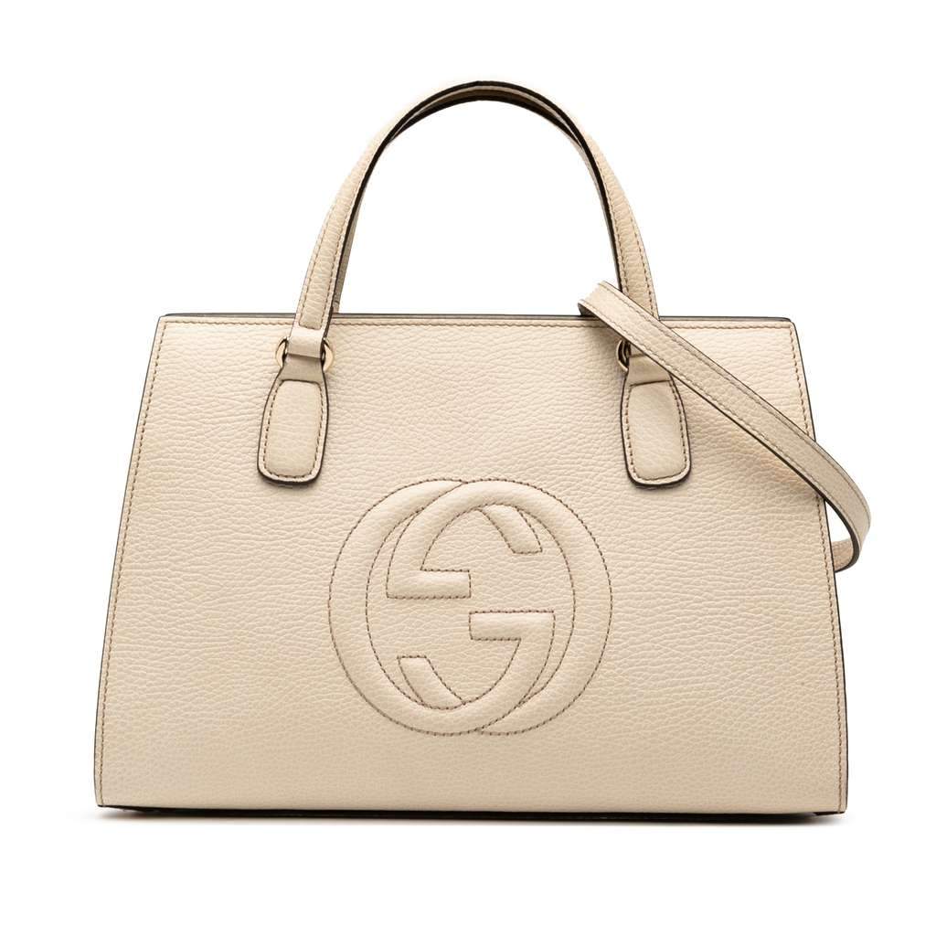 Gucci Medium Leather Soho Satchel White Leather Very good condition - Front View