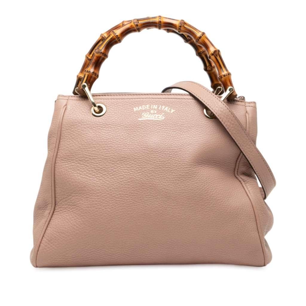 Gucci Small Calfskin Bamboo Shopper Satchel Pink Leather Very good - Front View