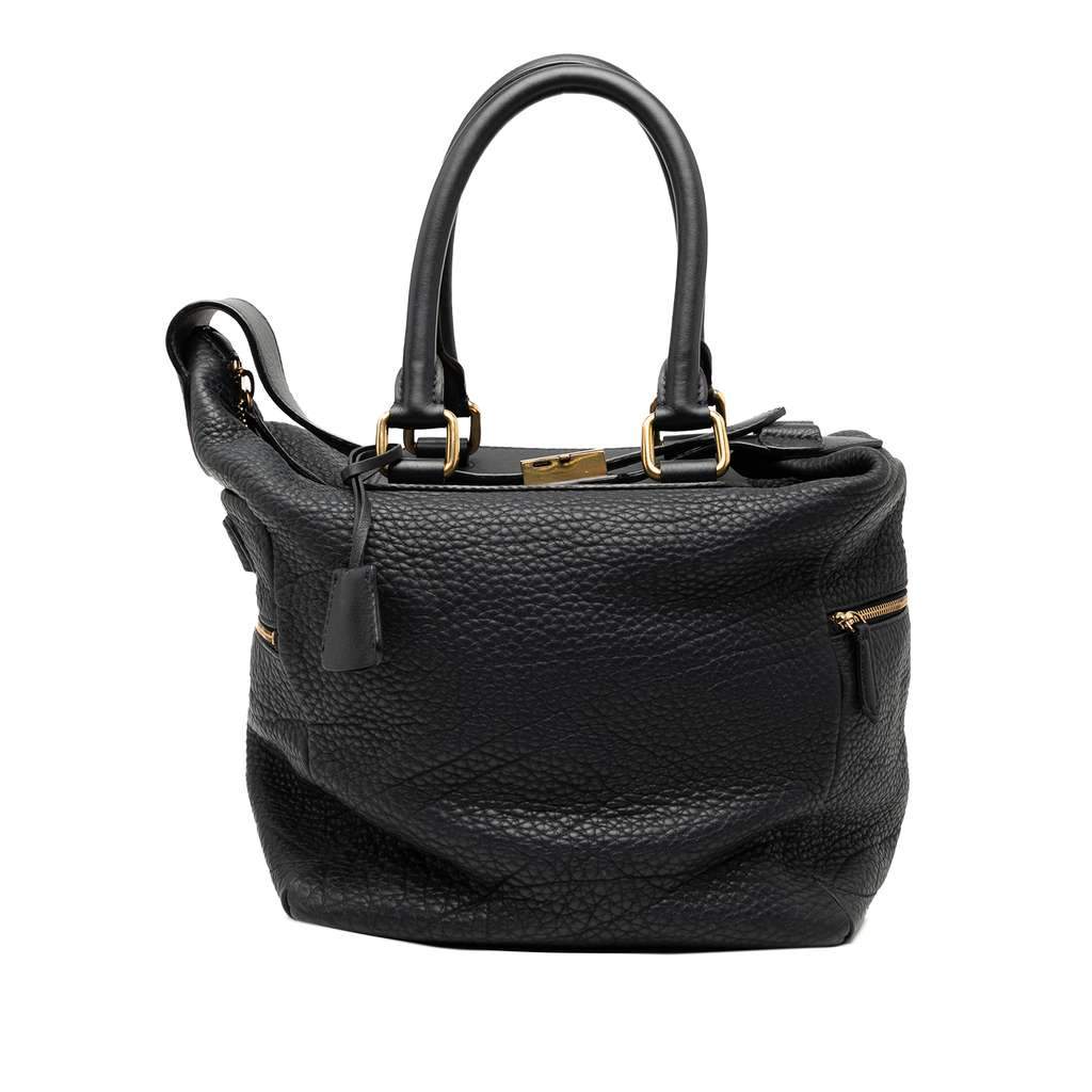 Celine Leather Satchel Blue Leather Good - Front View