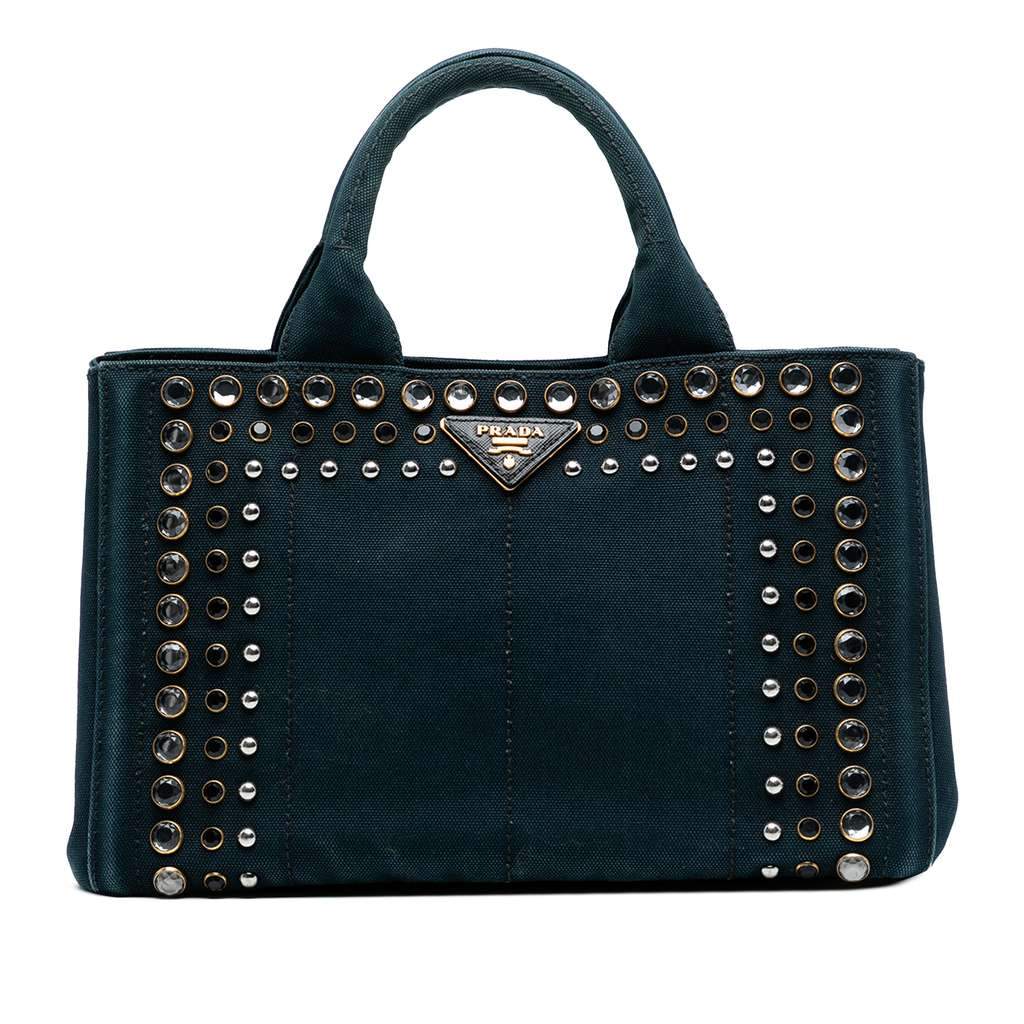 Prada Small Canvas Canapa Bijoux Satchel Blue Canvas Good condition - Front View