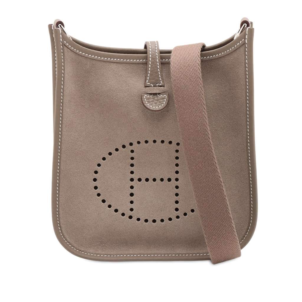 Hermès Grizzly Calfskin and Clemence Evelyne Amazone 16 Brown Leather Good condition - Front View