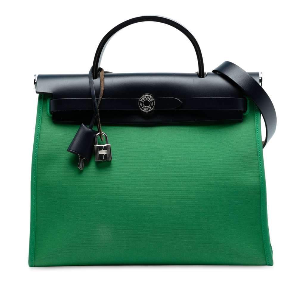 Hermès Toile Herbag Zip 31 Green Canvas Good condition - Front View
