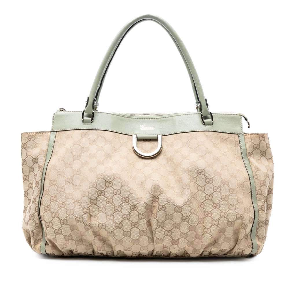 Gucci GG Canvas Abbey D Ring Tote Brown Canvas Good - Front View