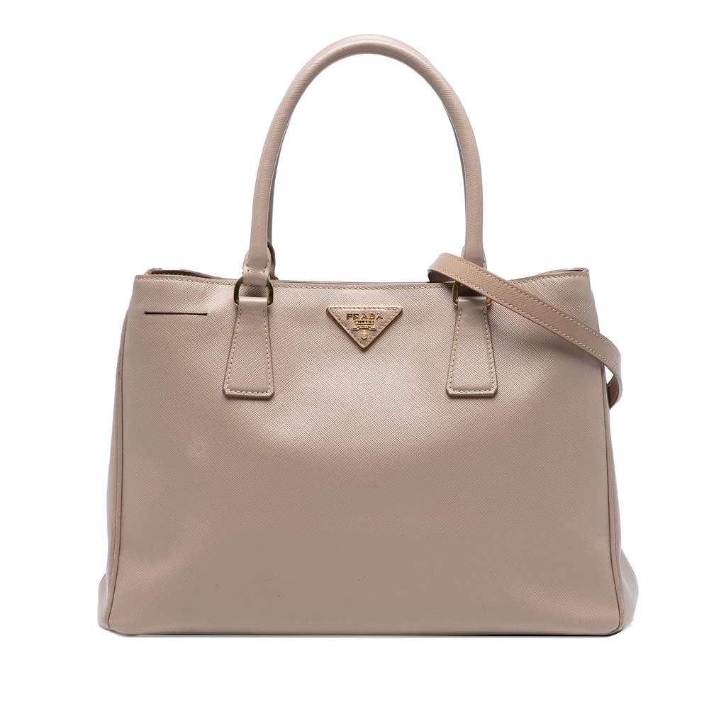 Prada Medium Saffiano Lux Galleria Satchel Brown Leather Very good condition - Front View
