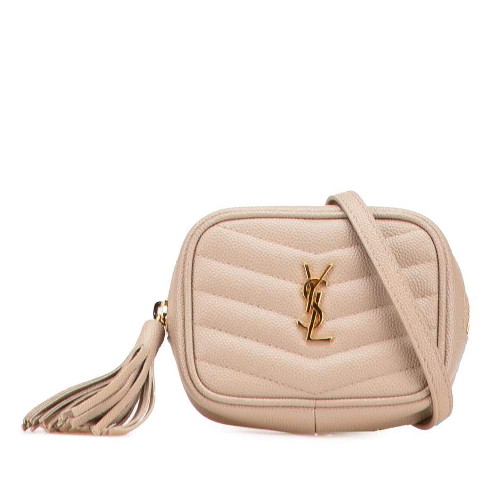 Saint Laurent Baby Matelasse Grain De Poudre Monogram Lou Camera Bag Brown Leather Very good condition - Front View