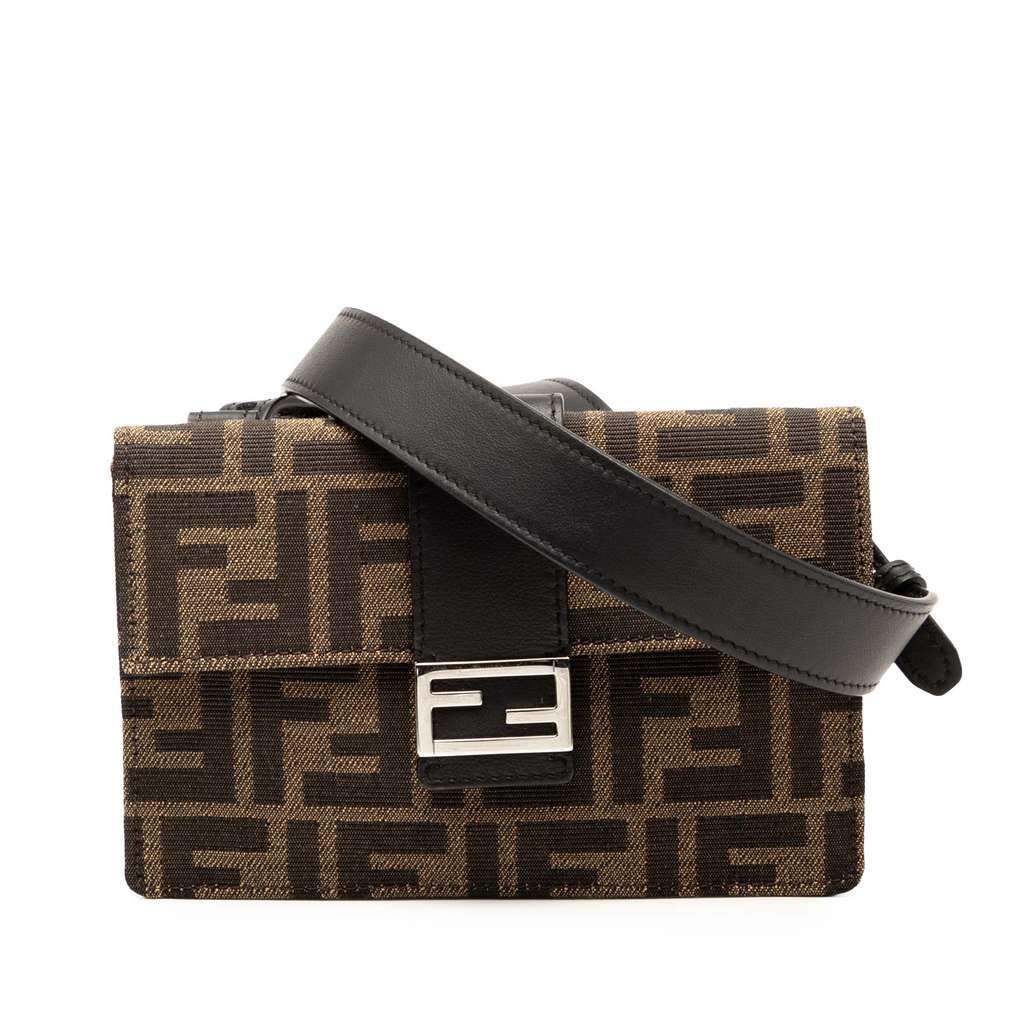Fendi Zucca Canvas Convertible Baguette Pouch Brown Canvas Good condition - Front View