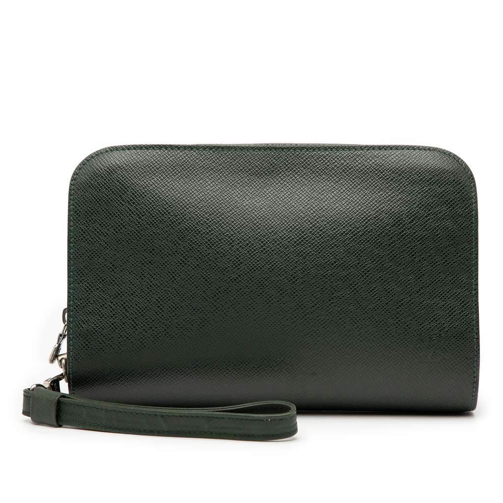 Louis Vuitton Taiga Pochette Baikal Green Leather Good condition - Front View