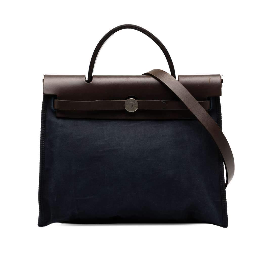 Hermès Toile and Vache Hunter Herbag Zip 31 Blue Canvas Good condition - Front View