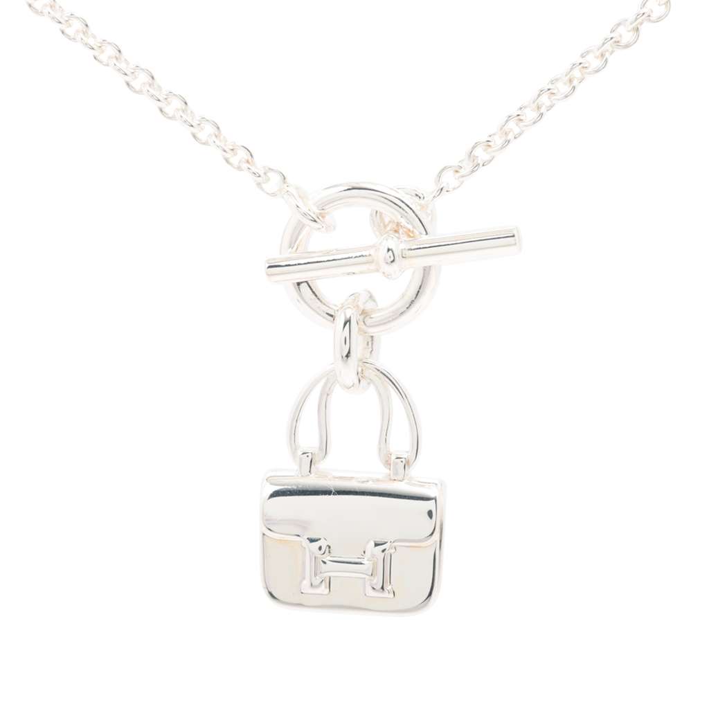 Hermès Sterling Silver Amulettes Constance Necklace Silver Silver Good condition - Front View