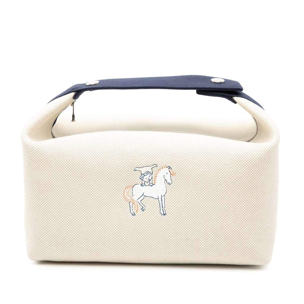 Hermès Large Canvas Bride A Brac Cabriole Case Brown Canvas Very good condition - Front View