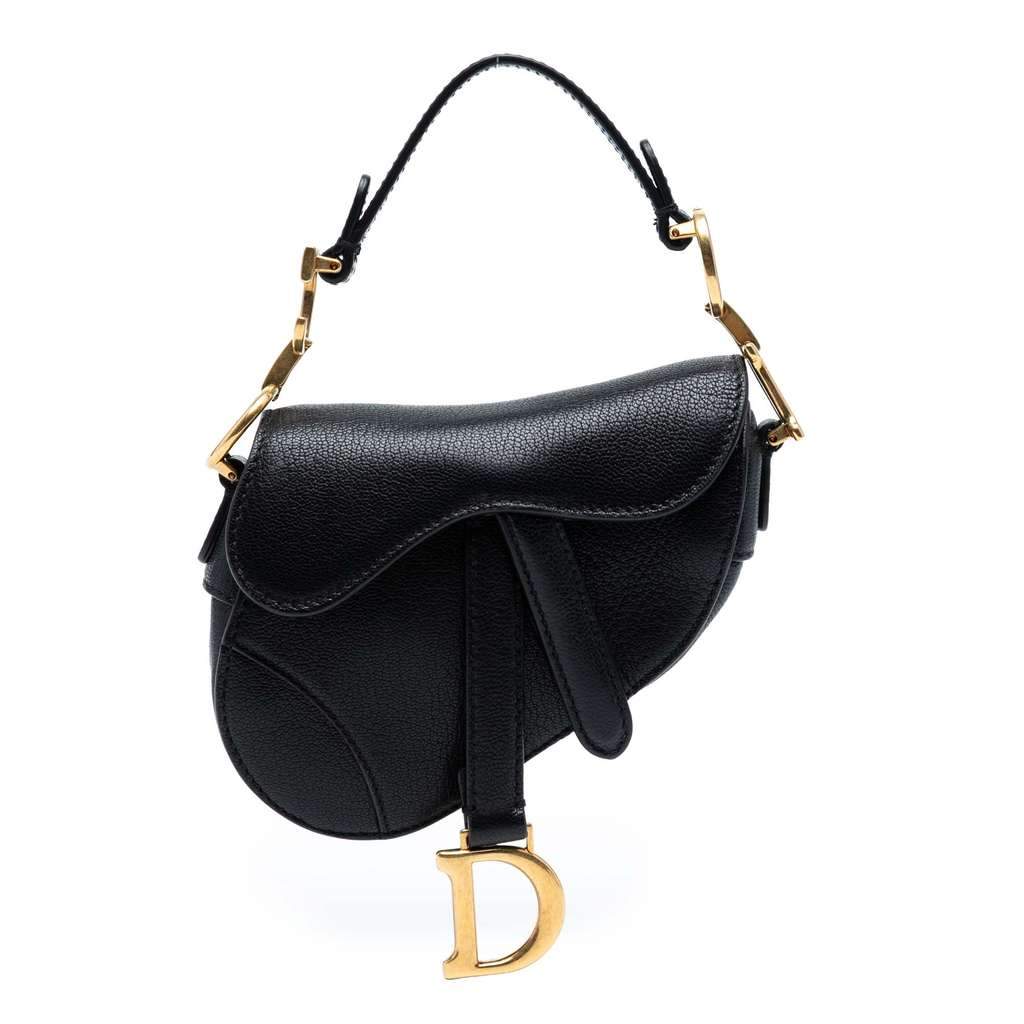 Dior Micro Goatskin Saddle Black Leather Very good condition - Front View