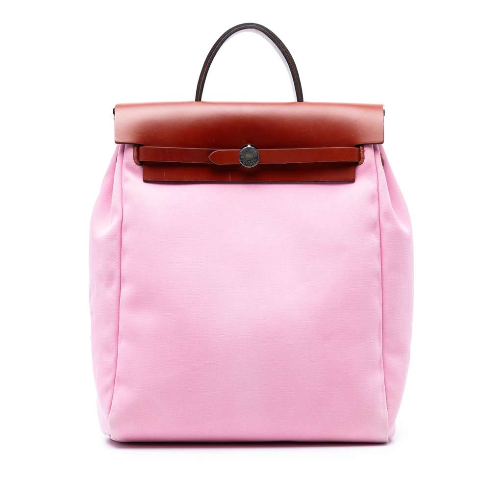 Hermès Toile Herbag GM Backpack Pink Canvas Very good condition - Front View