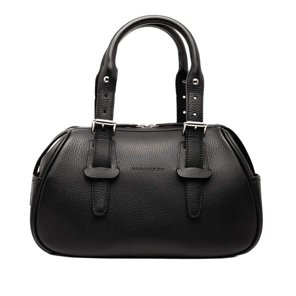 Burberry Leather Boston Bag Black Leather Good - Front View