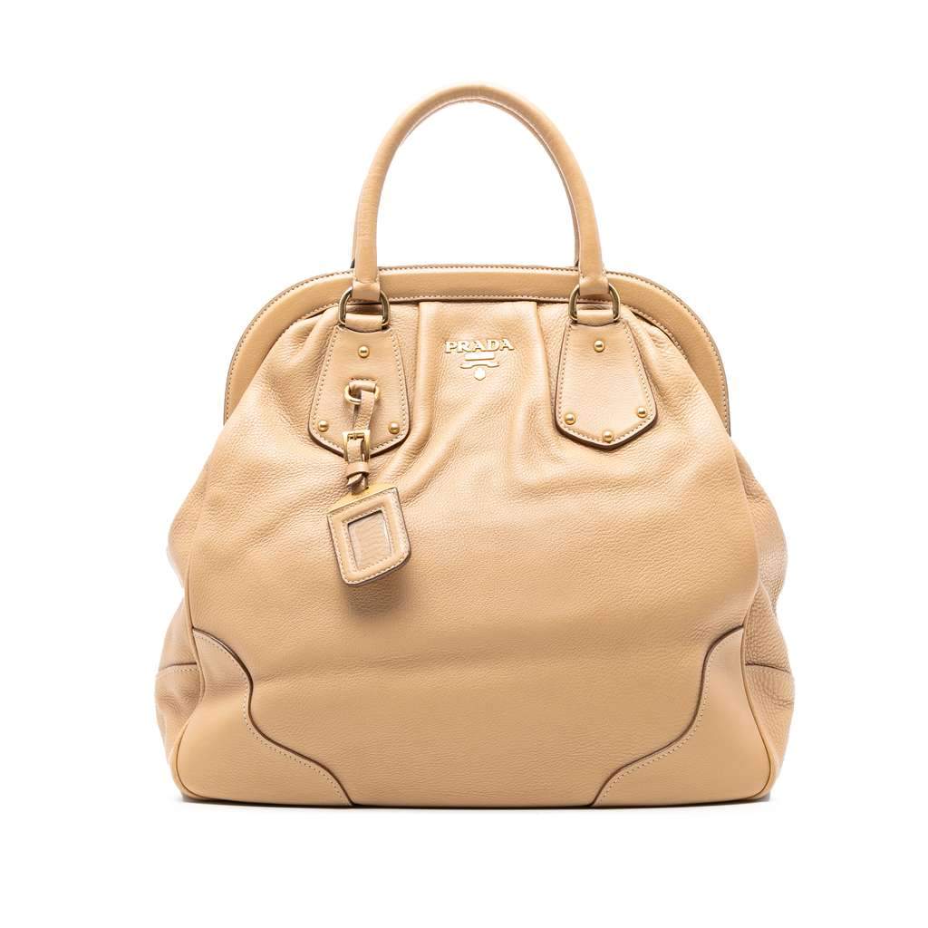 Prada Cervo Antik Frame Handbag Brown Leather Very good condition - Front View