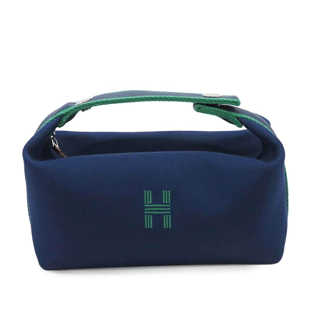 Hermès Small Toile Bride A Brac Case Blue Canvas Good condition - Front View