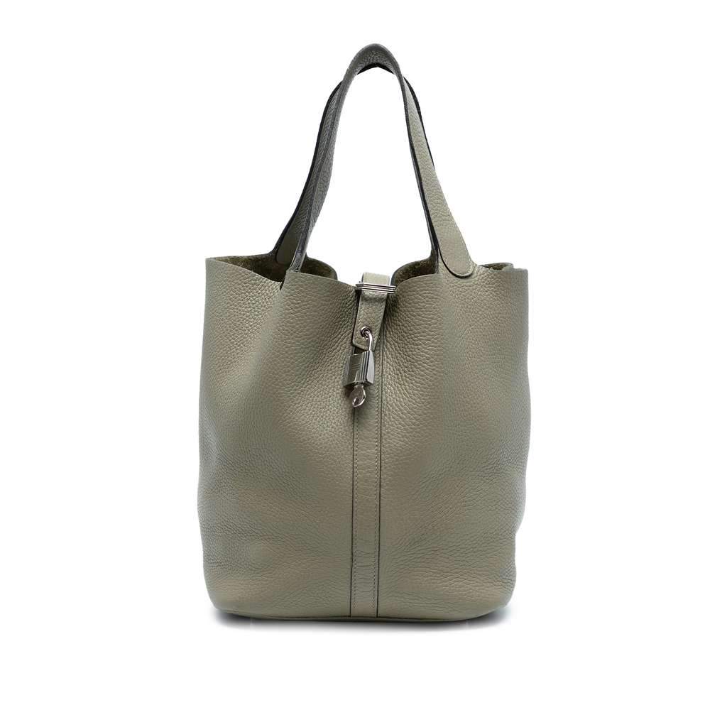 Hermès Clemence Picotin Lock 22 Grey Leather Good condition - Front View